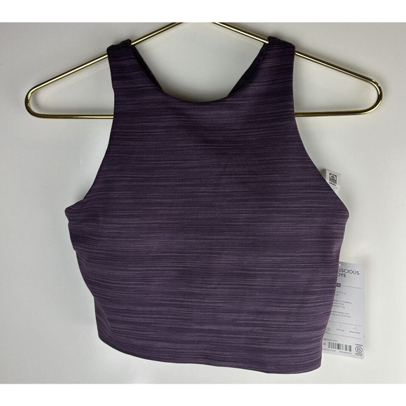 NWT Athleta Conscious Space Dye Crop Violet Purple Tank Sports Bra Stretch Small - Picture 2 of 10